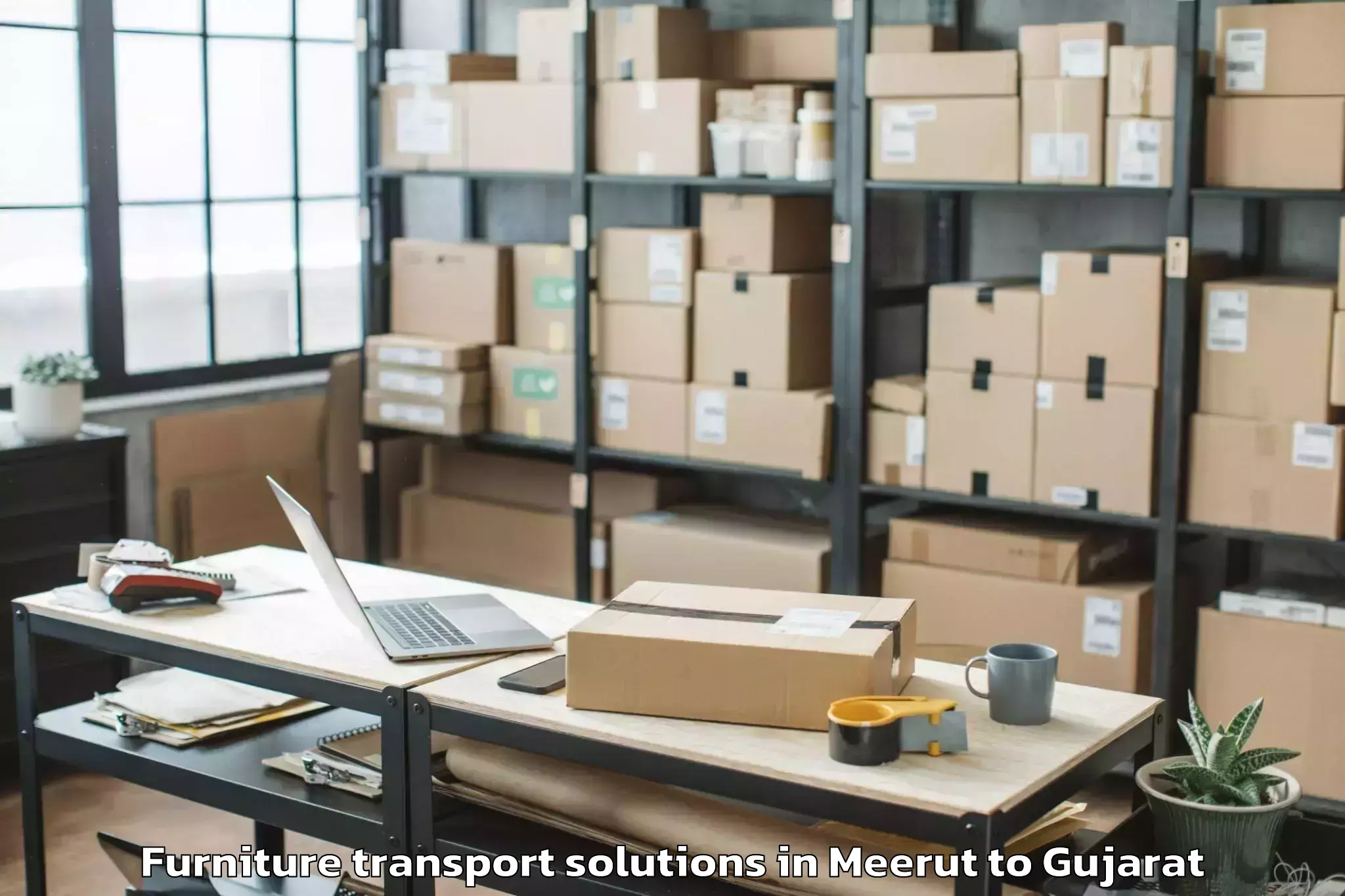 Top Meerut to Anklav Furniture Transport Solutions Available